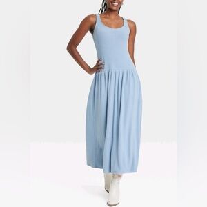NWT~ UNIVERSAL THREAD Sassy drop waist Soft Blue Sleeveless Maxi Dress Size:M
